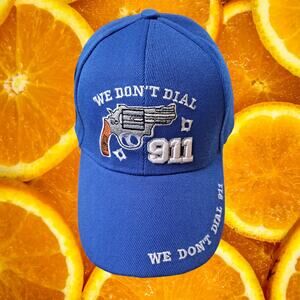 NWT DF Blue I don't Dial 911 Hook and Loop Adjustable Baseball Hat Cap